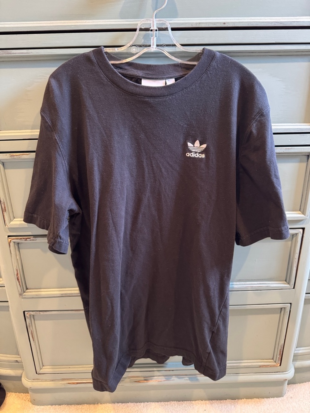 adidas Black Short-Sleeve Trefoil Logo Tee